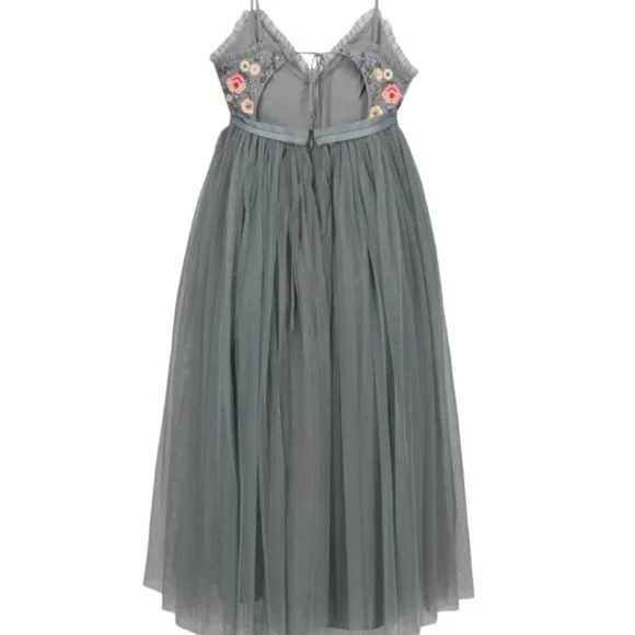 Needle & Thread Whisper Embroidered Tulle Midi Dress, Size 0 - Picture 4 of 12